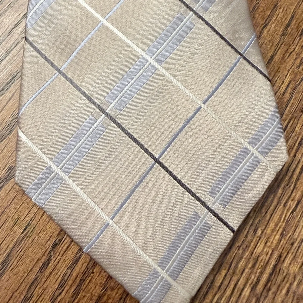 Calvin Klein Men's Gray Blue Plaid Tie. Extra Long 62
